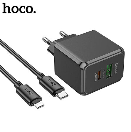 HOCO CS14A Ocean PD20W+QC3.0 Girişli Hızlı Şarj Başlığı Ve Type-C To iPhone Lightning Kablo