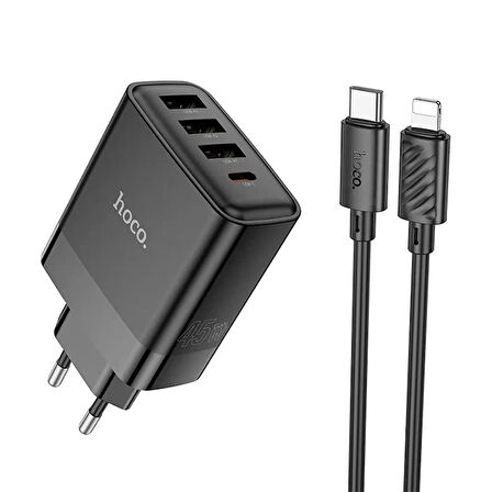 HOCO C127A PD45W(1C3A) Hızlı Şarj Aleti + Type-C to iPhone Lightning Kablo Seti