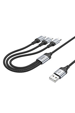 X102 Fresh 1M 2.4A 3in1 USB to Type-C / Lightning ve Micro Çıkışlı Hızlı Şarj Data Kablosu