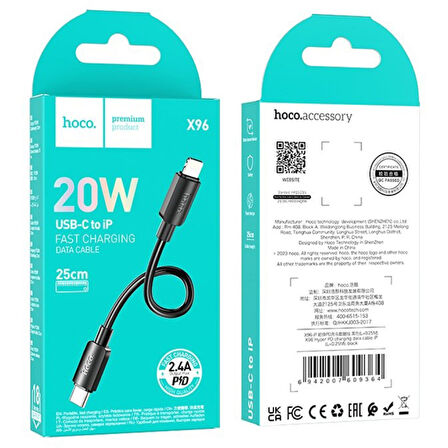 HOCO X96 Hyper Type-C To iPhone Lightning Hızlı Şarj Ve Data Kablosu 0,25cm (Siyah)