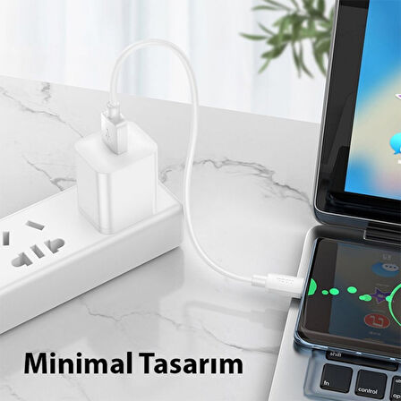 HOCO X96 Hyper 27W USB to Type-C Hızlı Şarj Ve Data Kablosu 25 Cm (Beyaz)