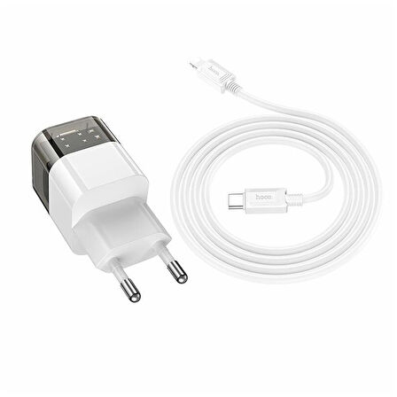 HOCO C131A Platinum PD30W+QC3.0 Girişli Hızlı Şarj Başlığı Ve Type-C To iPhone Lightning Kablo