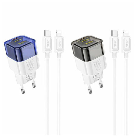 HOCO C131A Platinum PD30W+QC3.0 Girişli Hızlı Şarj Başlığı Ve Type-C To iPhone Lightning Kablo