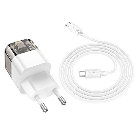 HOCO C131A Platinum PD30W+QC3.0 Girişli Hızlı Şarj Başlığı Ve Type-C To Type-C Kablo