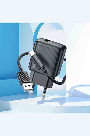 Hoco CS21A Rich 18W USB 3.0 QC Çıkışlı Ekstra USB to Type-C Kablolu Hızlı Şarj Aleti