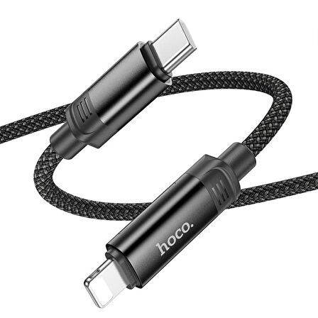 HOCO U126 Lantern 100W Type-C to iPhone Lightning Hızlı Data ve Şarj Kablosu (Siyah)