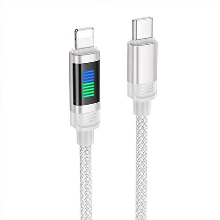 HOCO U126 Lantern 100W Type-C to iPhone Lightning Hızlı Data ve Şarj Kablosu (Gri)