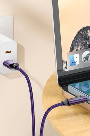 Hoco. U125 1.2M Benefit USB to Type-C Şarj Data Kablosu - Mor
