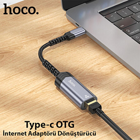 Hoco UA26 Type-c OTG RJ45 İnternet Adaptörü Dönüştürücü 100 Mbps