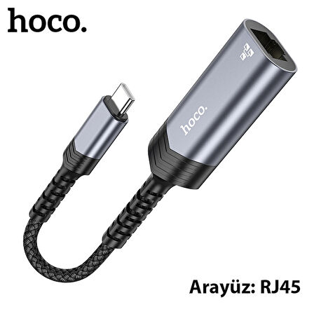 Hoco UA26 Type-c OTG RJ45 İnternet Adaptörü Dönüştürücü 100 Mbps