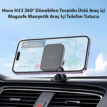 Hoco H33 360° Dönebilen Torpido Üstü Araç içi Magsafe Manyetik Araç İçi Telefon Tutucu