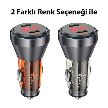 HOCO NZ12C Graceful PD60W 2 Type-C Girişli Araç Çakmaklı Hızlı Şarj Aleti