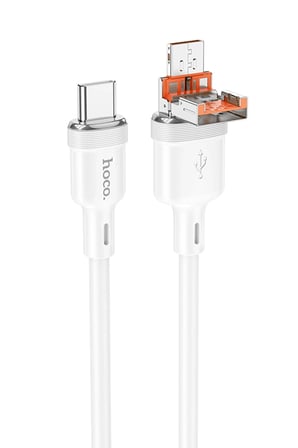 Hoco. U131 1.2M 2in1 USB ve Type-C to Type-C Şarj Data Kablosu - Beyaz