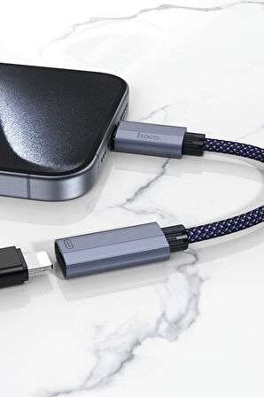 UA29A 15cm Tak Çalıştır Type-C to Alüminyum Örgülü Kablolu Lightning Dönüştürücü