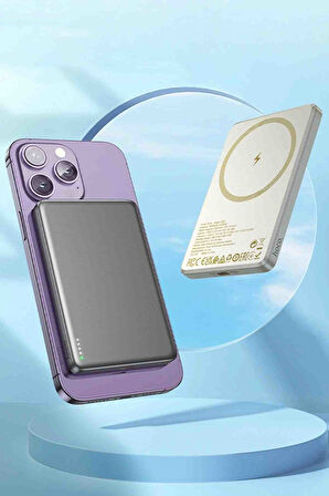 Hoco Q26 5.000 mAh 20W Type-C Çıkışlı PD Kablosuz Şarj Özellikli Mini Powerbank