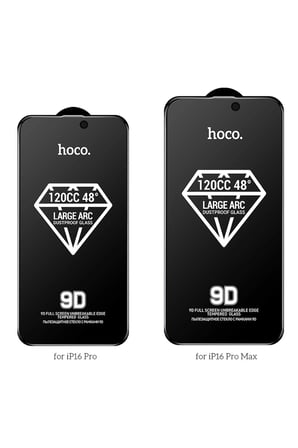 Hoco. iPhone 16 Pro 9D Dustproof Hayalet Cam Ekran Koruyucu - Siyah