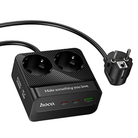 Hoco AC27 Descanso 5in1 2500W Priz 2M - Siyah