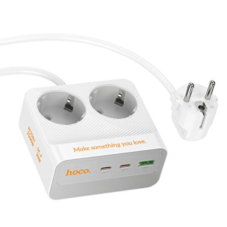 Hoco AC27 Descanso 5in1 2500W Priz 2M - Beyaz
