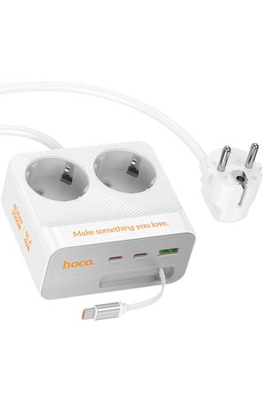 Hoco. AC28 Descanso 6in1 2M 2500W Priz Dönüştürücü - Beyaz