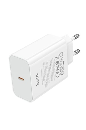 Hoco. C162A 40W PD Destekli Type-C Tek Port EU Şarj Adaptörü - Beyaz