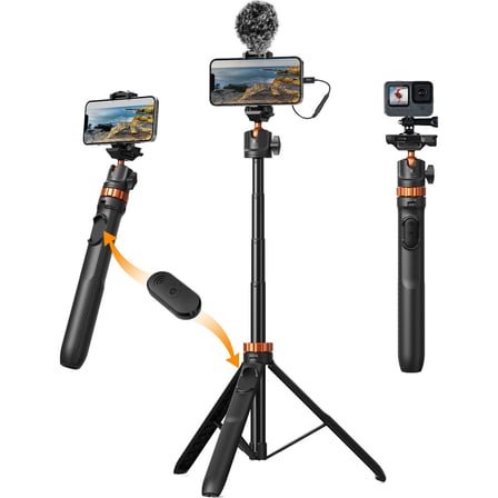 K&F Concept 158CM Bluetooth Selfie Çubuğu & Tripod - Cep Telefonları ve Aksiyon Kameralar ile Uyumlu