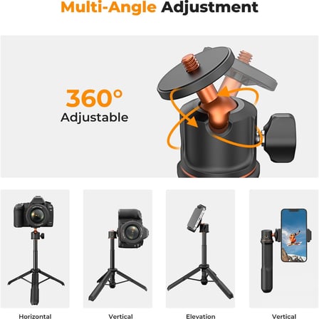 K&F Concept 60CM Selfie Çubuğu & Tripod | Aksiyon Kameralar ve Cep Telefonları ile Uyumlu