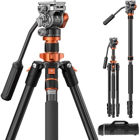K&F Concept 200CM Alüminyum Tripod (O234A7+FH-03)