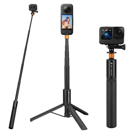 K&F Concept 120CM Görünmez Selfie Çubuğu & Tripod - INSTA360 X3 / X4 / X5 ve Osmo 360 Uyumlu