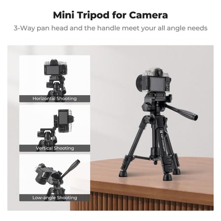 K&F Concept 63CM Masaüstü Fotoğraf Makinesi, Tablet, Cep Telefonu Tripodu