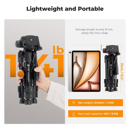 K&F Concept 63CM Masaüstü Fotoğraf Makinesi, Tablet, Cep Telefonu Tripodu