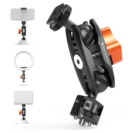 K&F Concept Cold Shoe Double Ball Head, Universal Magic Arm With Cold Shoe