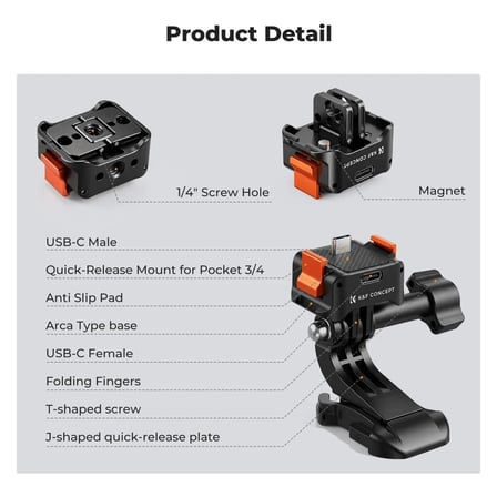 K&f Concept Osmo Pocket 3 / 4 Osmo Pocket 4 Için Şarj Soketli Stand (Type-C)