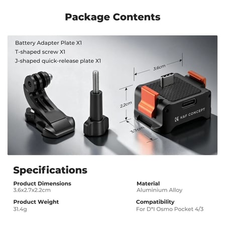 K&f Concept Osmo Pocket 3 / 4 Osmo Pocket 4 Için Şarj Soketli Stand (Type-C)