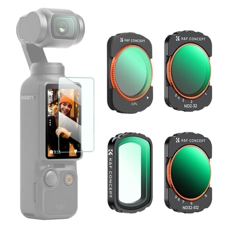 K&F Concept Osmo Pocket 4 Için Filtre Seti (Uv/cpl/nd2-32 ND32-512)