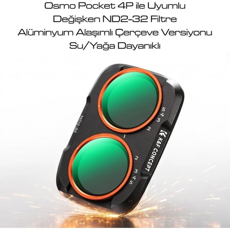 K&F Concept Osmo Pocket 4p Uyumlu Nd2-32 Filtre (Osmo Pocket 4 Pro Değişken Ayarlanabilir 5 Stop Nd2-32 Filtre)