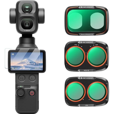 K&F Concept Osmo Pocket 4p Uyumlu Filtre Seti Cpl + Black Diffusion 1/4 + Nd2-32 Filtre Kiti