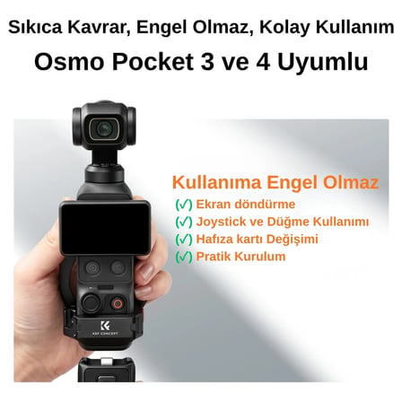 K&F Concept Osmo Pocket 4 ve 3 Için Manyetik Alüminyum Genişleme Çerçevesi (Magsafe Uyumlu)