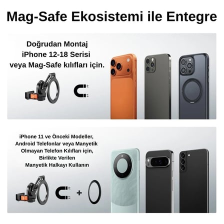 K&F Concept Osmo Pocket 4 ve 3 Için Manyetik Alüminyum Genişleme Çerçevesi (Magsafe Uyumlu)