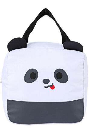 Sevimli Panda Suratlı Yiyecek Çantası - Siyah - 20Cm