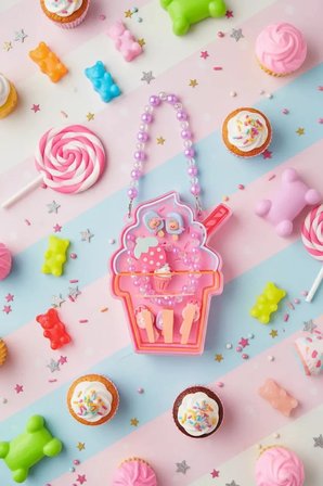 Miniso Lisanslı Lovely Serisi Küçük Dondurma Figürlü Toka Seti – İnci Saplı Taşıma Çantalı ve Renkli Saç Aksesuarı