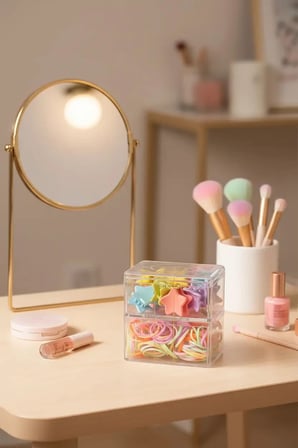 Miniso Lisanslı Saç Mandalı Ve Lastik Seti Çift Katmanlı – Düzenli Pratik Saç Aksesuar Seti