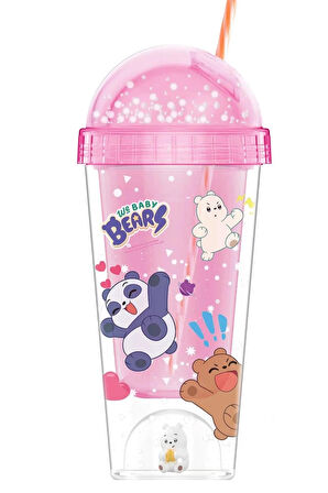 We Baby Bears Lisanslı Figür Detaylı Pipetli Plastik Şişe (350Ml) - Pembe