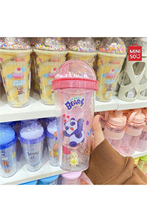 We Baby Bears Lisanslı Figür Detaylı Pipetli Plastik Şişe (350Ml) - Pembe