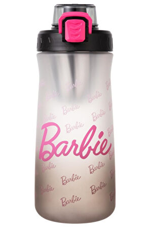 Barbie Lisanslı Pipetli Kapaklı Plastik Şişe - Siyah
