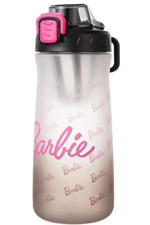 Barbie Lisanslı Pipetli Kapaklı Plastik Şişe - Siyah