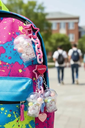 Miniso Lisanslı Bebek Unicorn Serisi Şişe Şekilli Anahtarlık – Renkli Zincirli Çanta Süsü 10 Cm