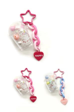 Miniso Lisanslı Bebek Unicorn Serisi Şişe Şekilli Anahtarlık – Renkli Zincirli Çanta Süsü 10 Cm