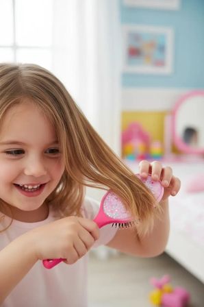Barbie Lisanslı Simli Saç Fırçası – Işıltılı ve Nazik Tarama Sağlayan Tasarım 26,5 Cm