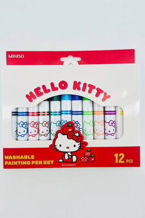 Sanrio Lisanslı Hello Kitty Sulu Boya Kalem Seti – 12 Renkli Yıkanabilir 14,7 Cm