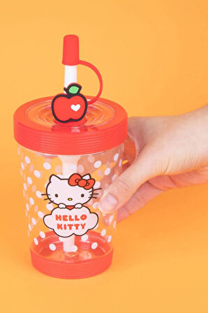 Hello Kitty Lisanslı Elma Koleksiyonu Pipetli Plastik Şişe